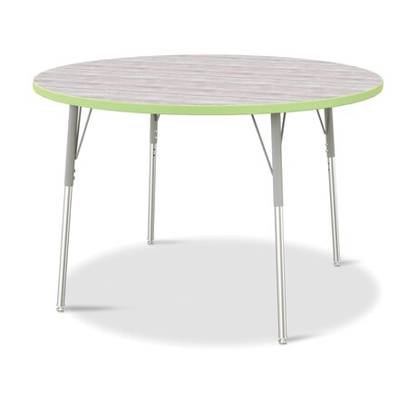 Jonti-Craft Berries Round Activity Table, 48 in. Diameter, A-height, Driftwood Gray/Key Lime/Gray 6433JCA451